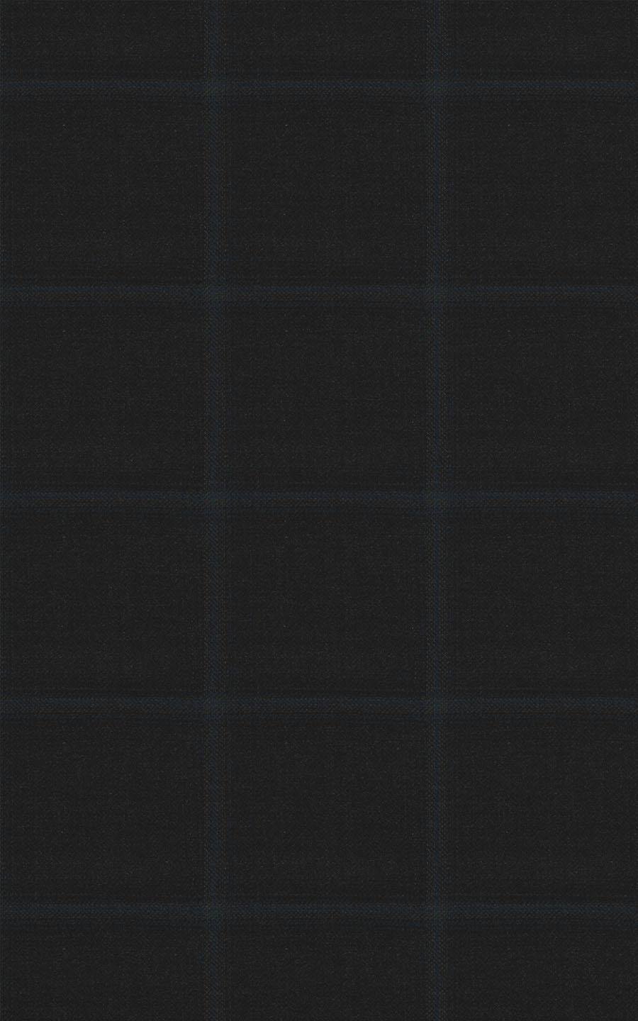 Charcoal Blue Broad Checks Wool