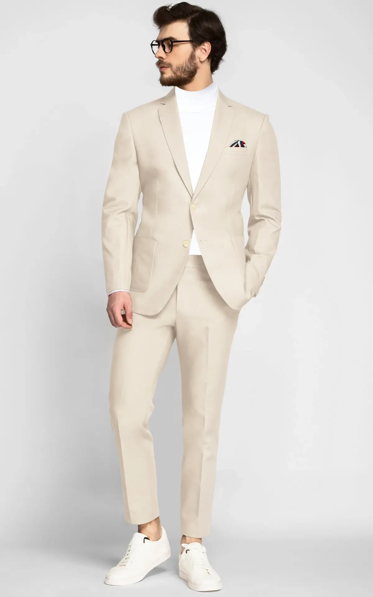 Beige Derby Cotton Suit