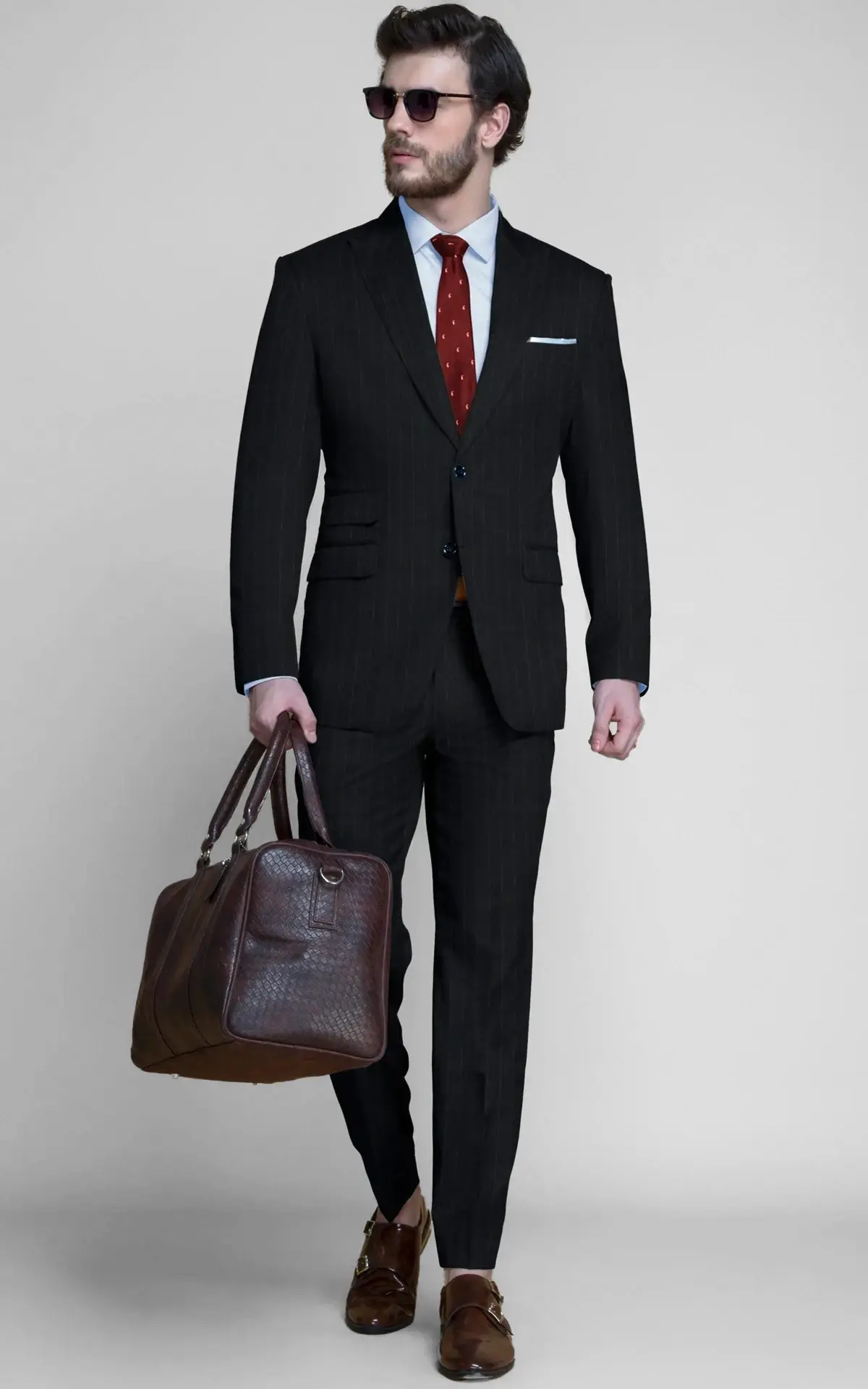 Black Stripe Wool Suit