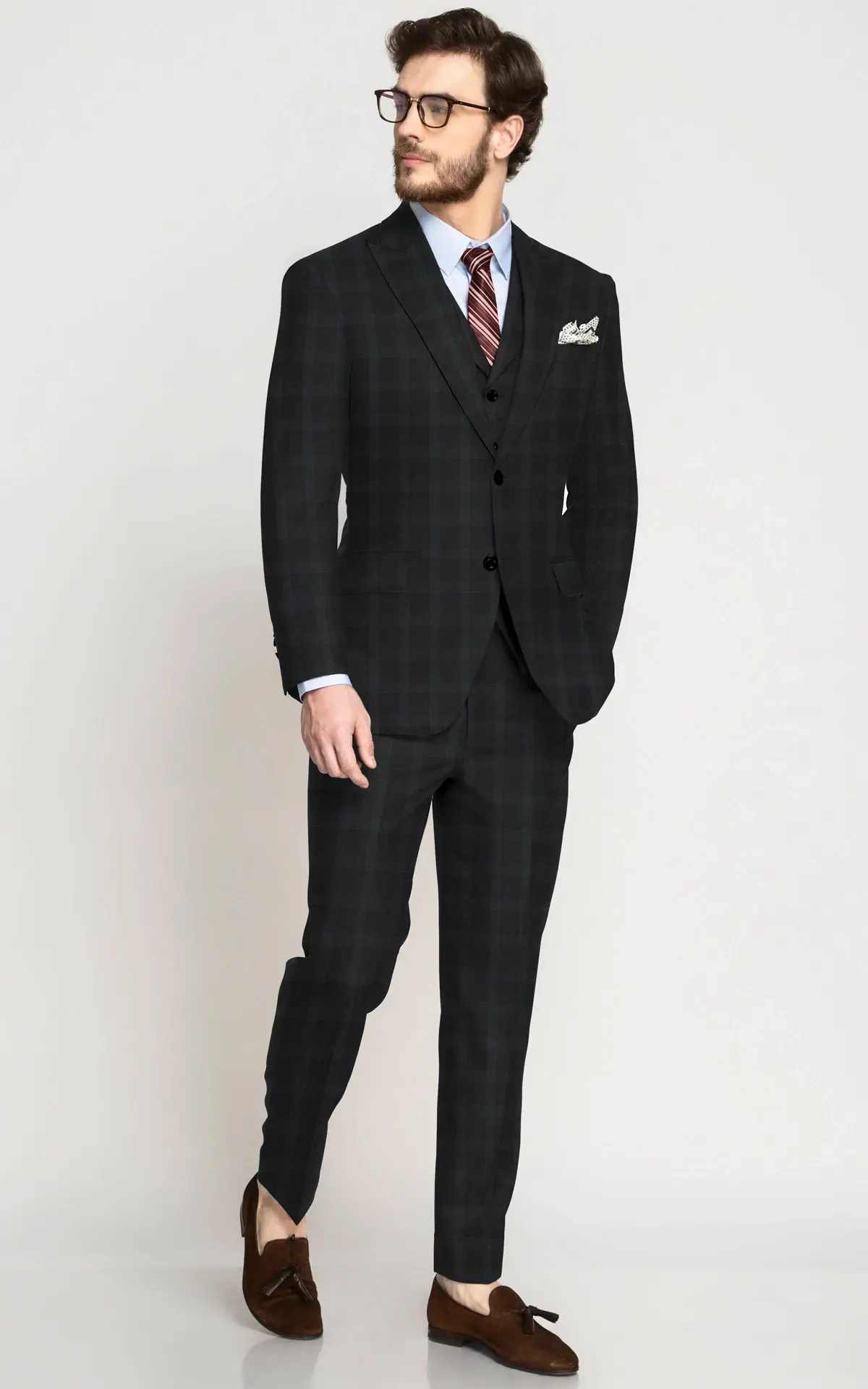 Blue Charcoal Checks Vegan Suit