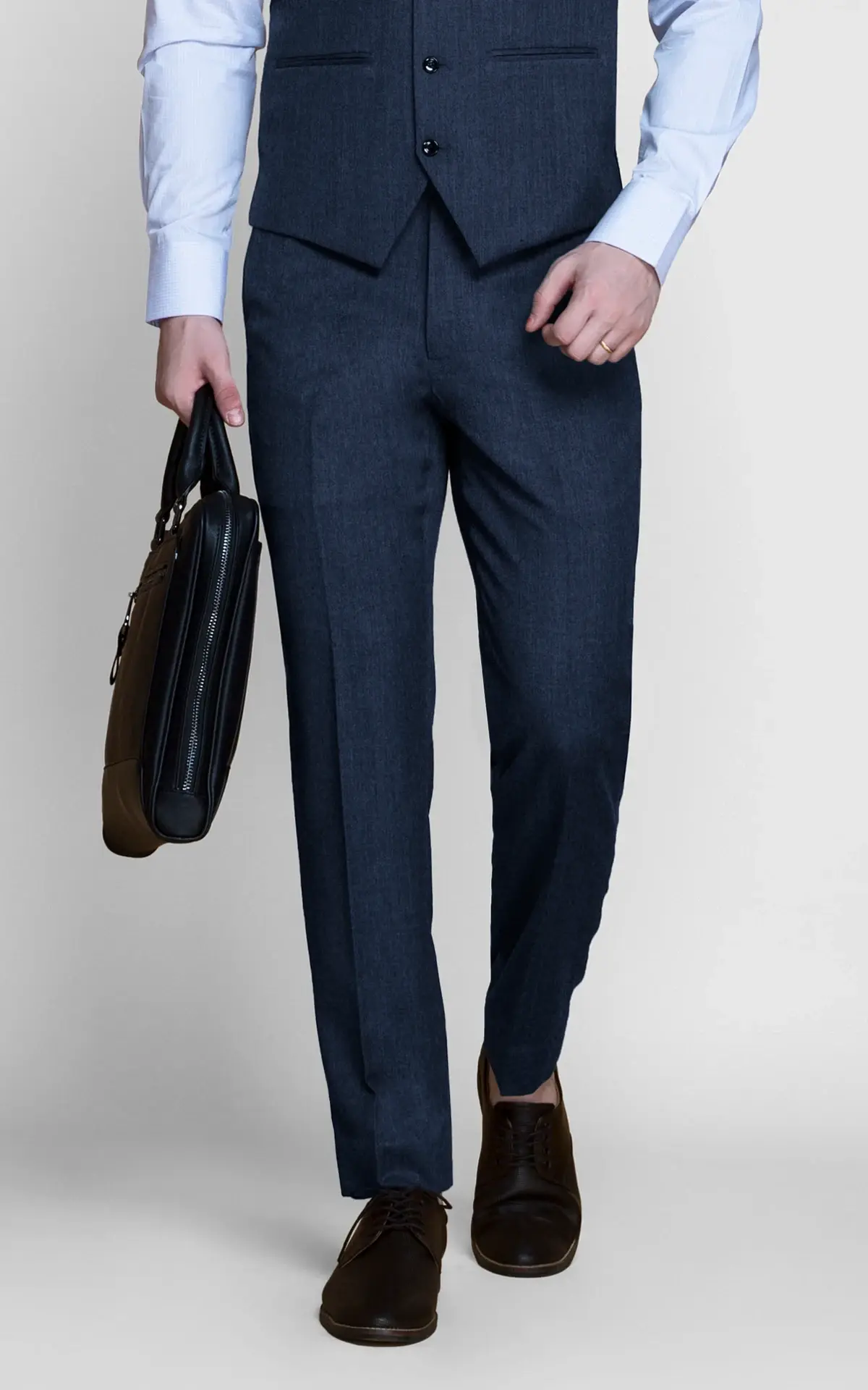 Blue Gray Herringbone Custom Pants