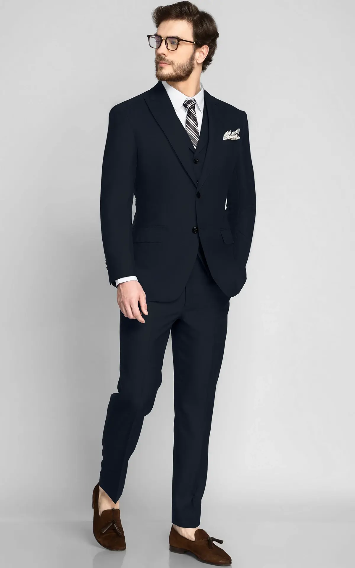 Bluish Black Wool Suit