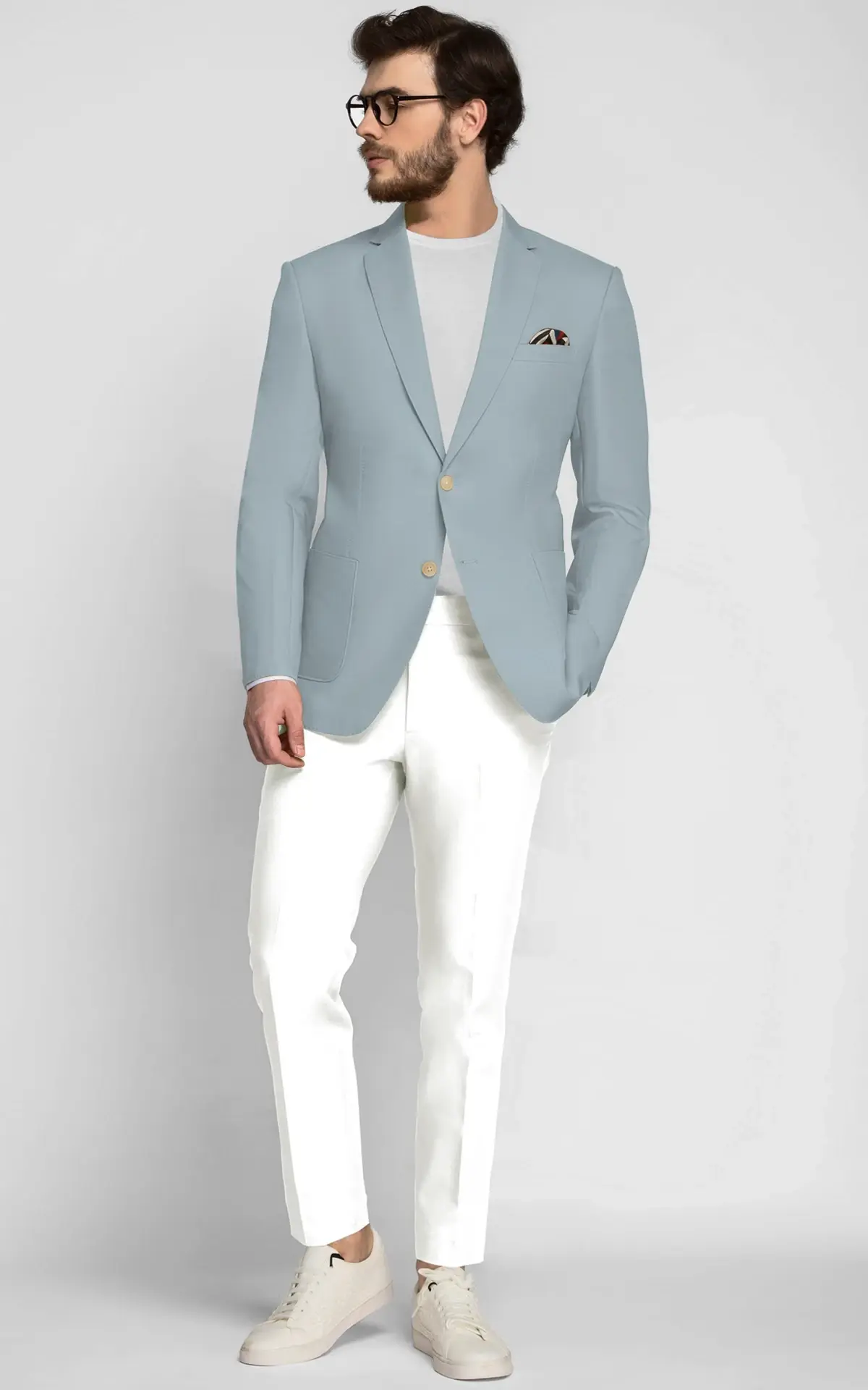 Bluish Grey Cotton Blazer