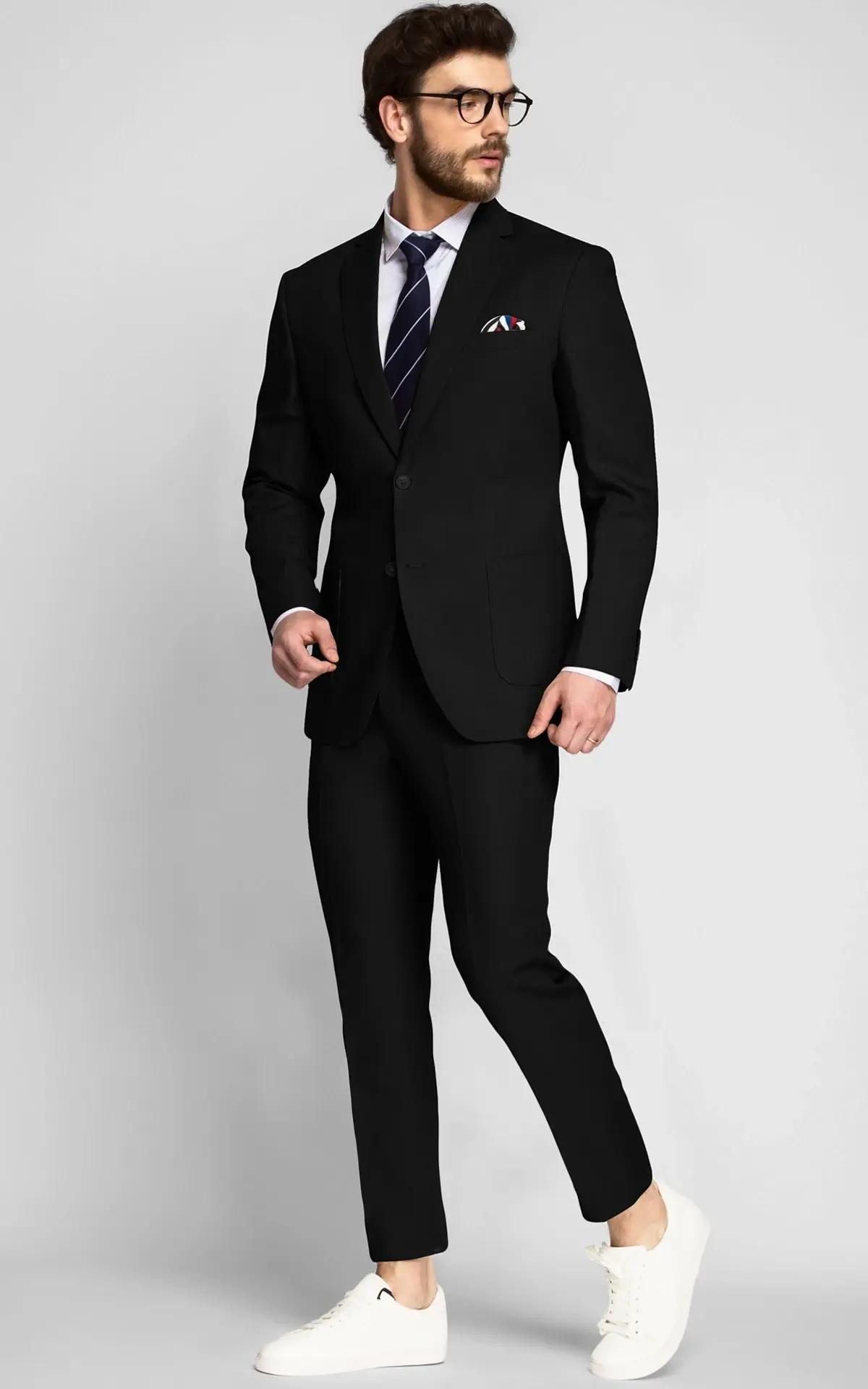 Boston Black Cotton Suit