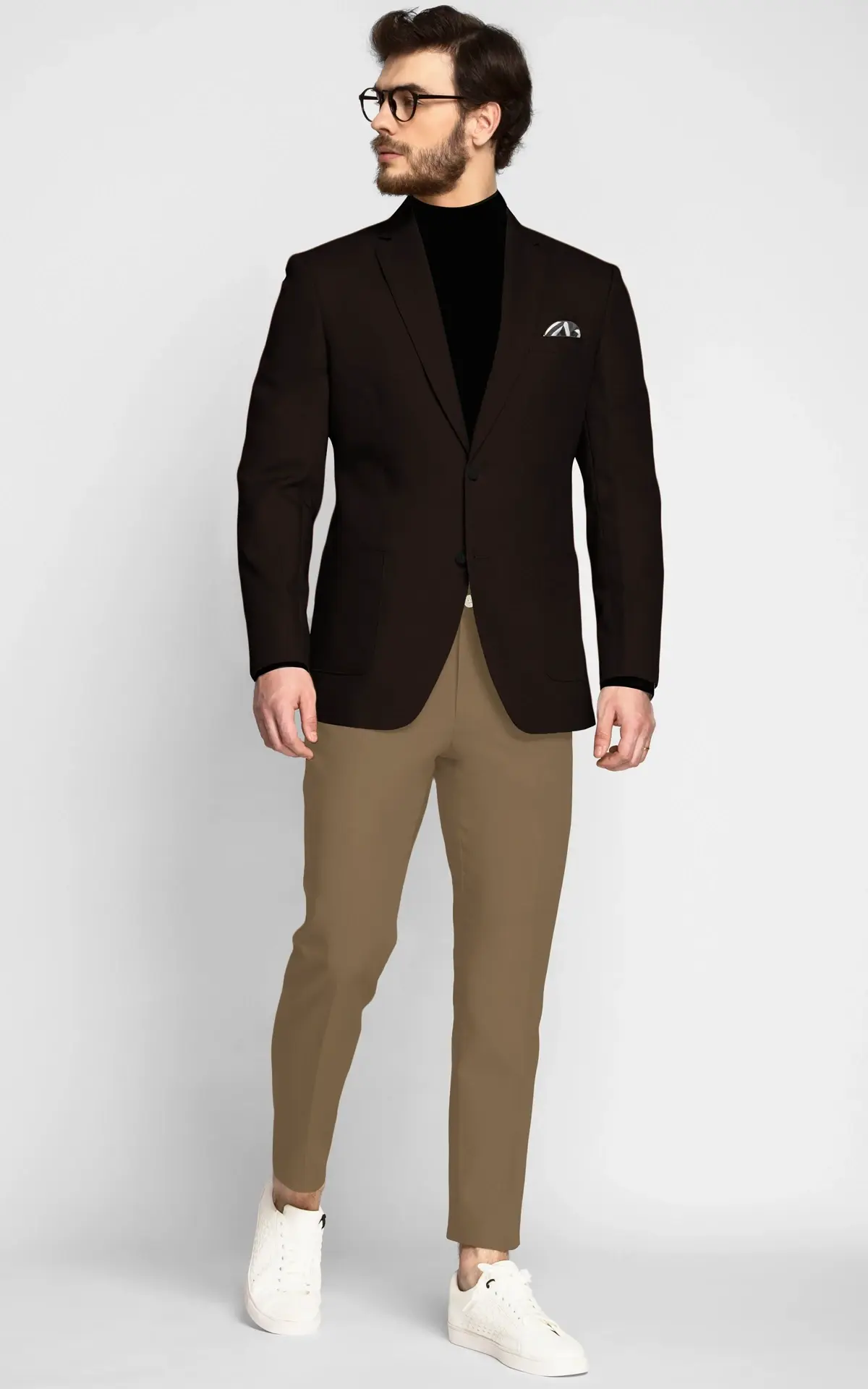 Brown Khaki Cotton Blazer