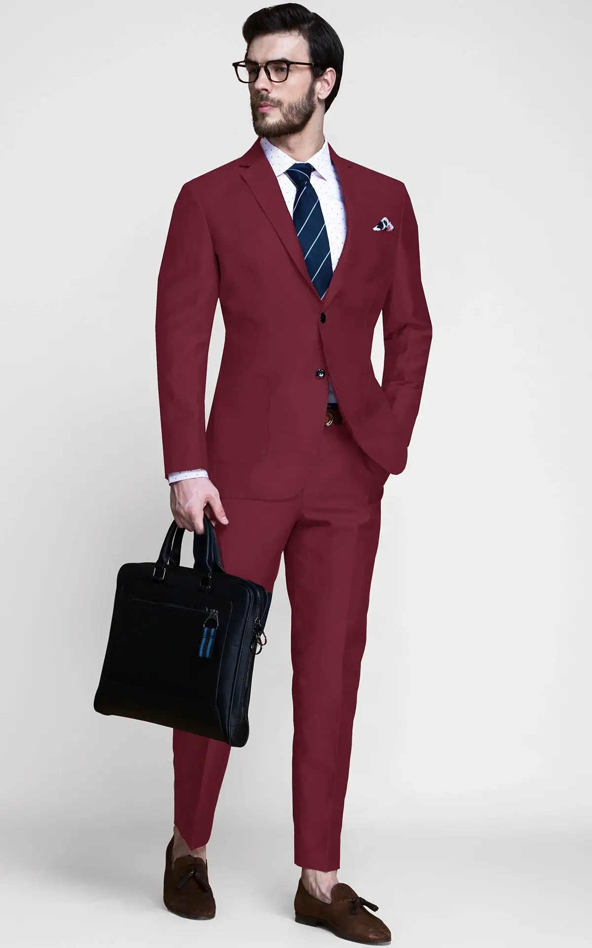 Burgundy Summer Linen Suit