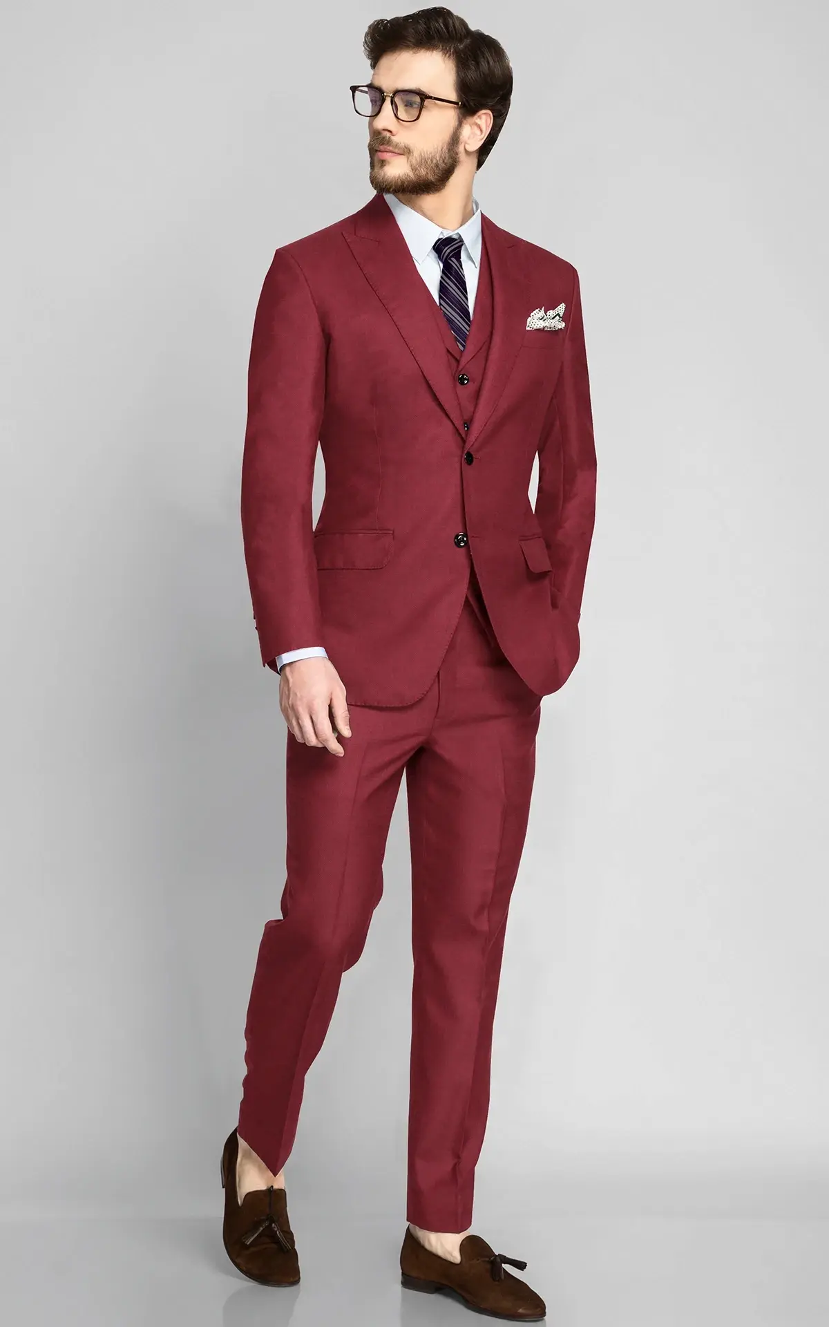 California Cherry Red Wool Suit