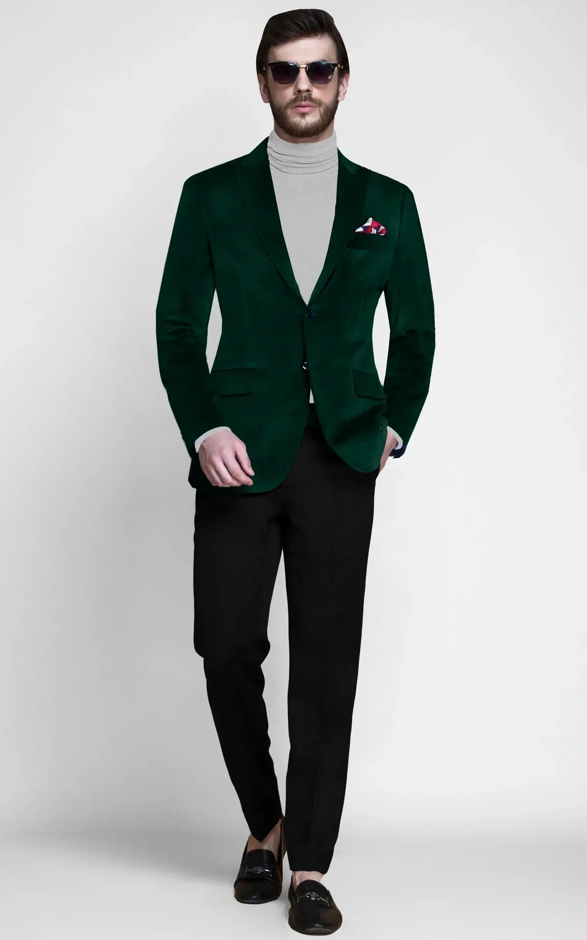 Calvary Green Velvet Blazer