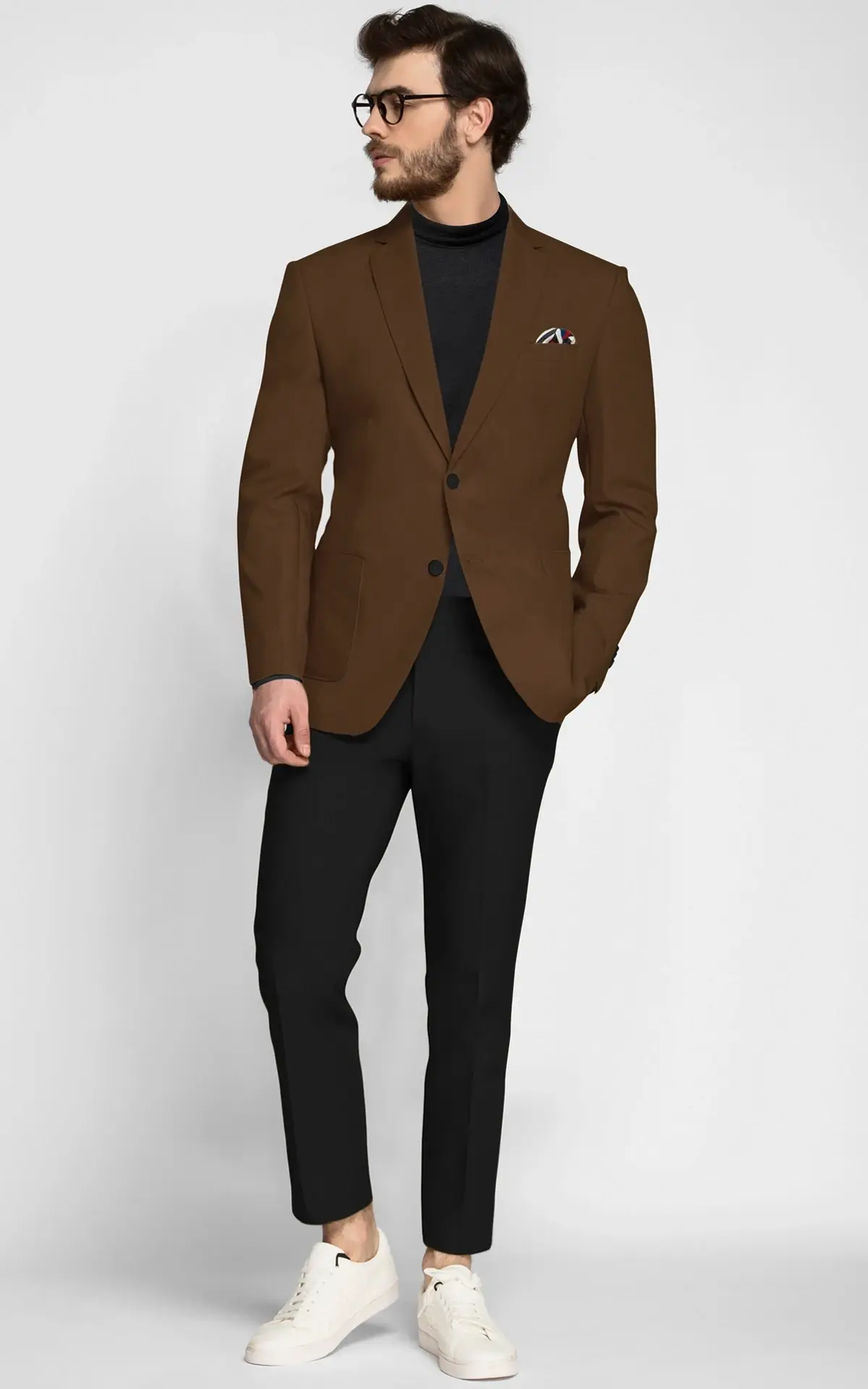 Classic Brown Cotton Blazer