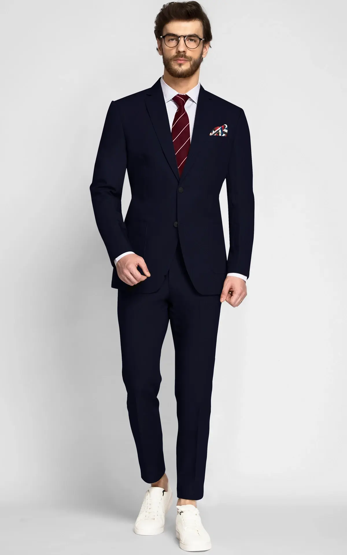 Debonair Navy Blue Cotton Suit