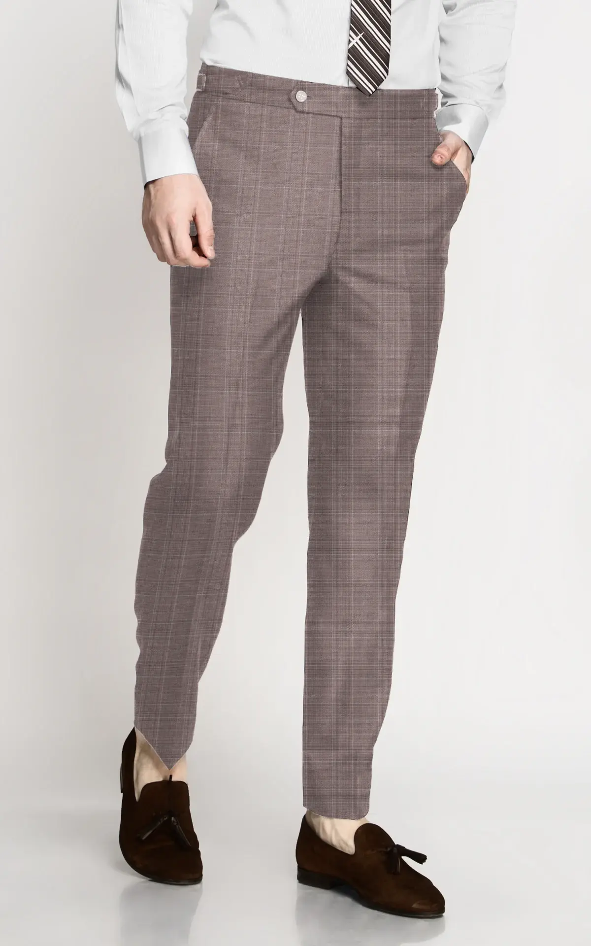 Dusty Pink Plaid Wool Pants