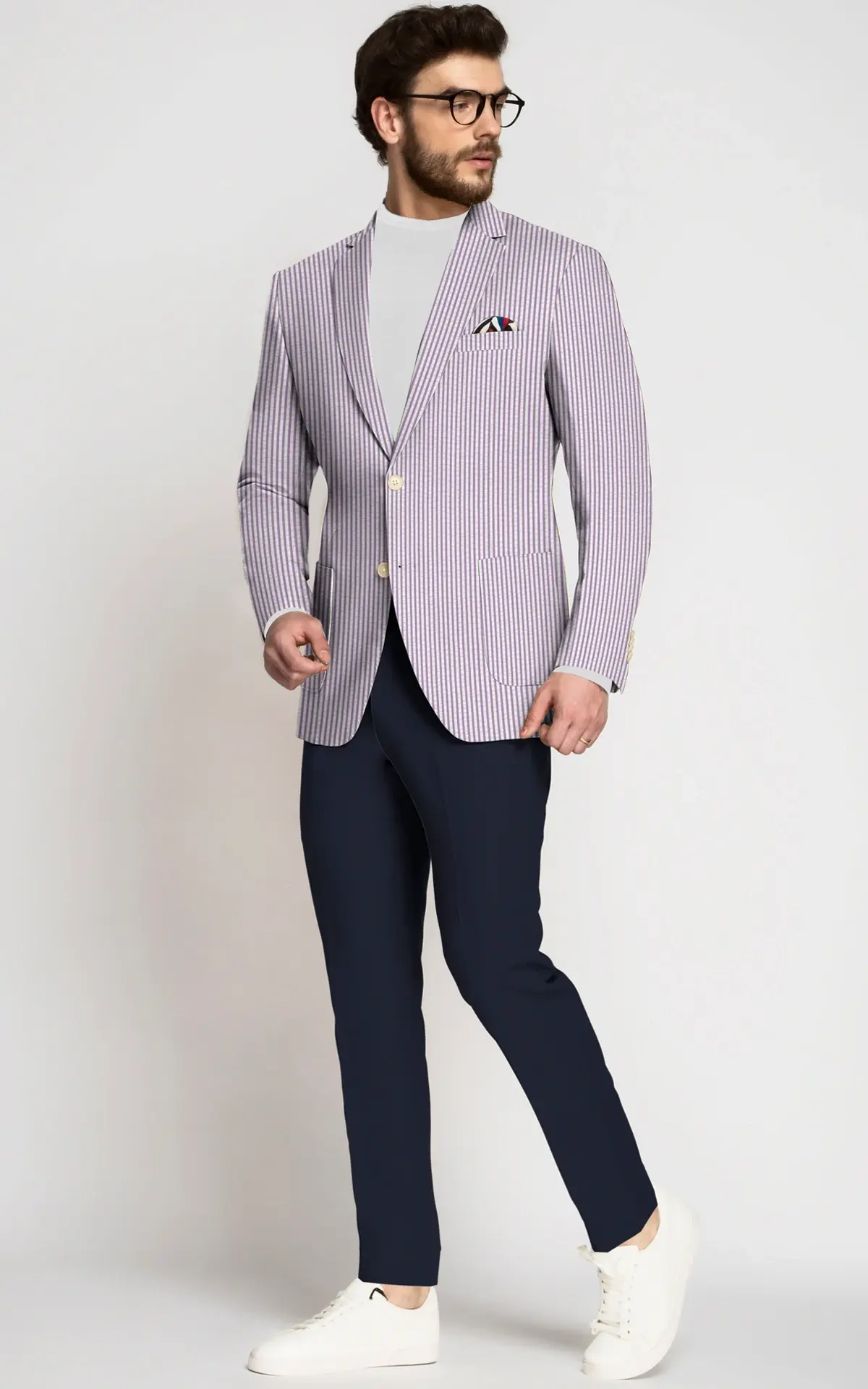 Dusty Purple Seersucker Cotton Blazer