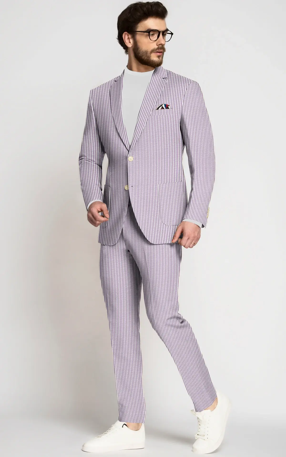 Dusty Purple Seersucker Cotton Suit