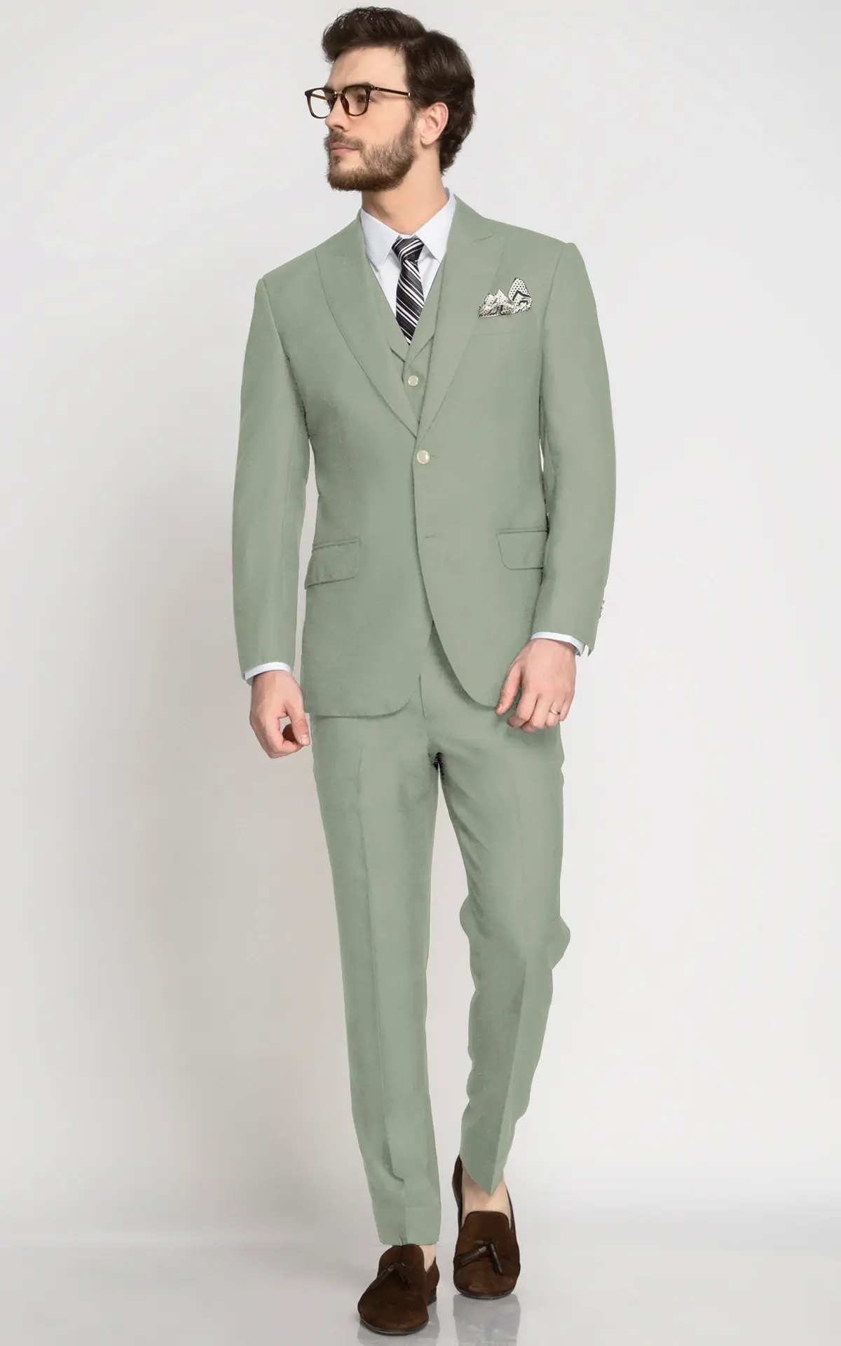 Dusty Sage Green Wool Suit