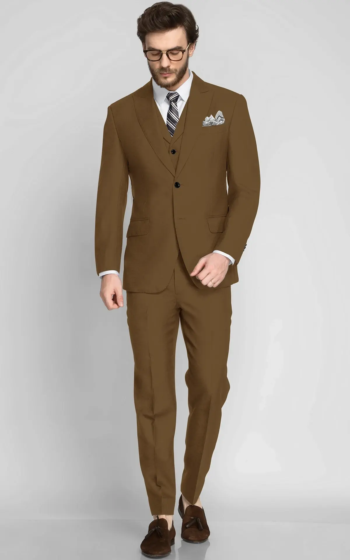 Earthy Country Brown Wool Suit