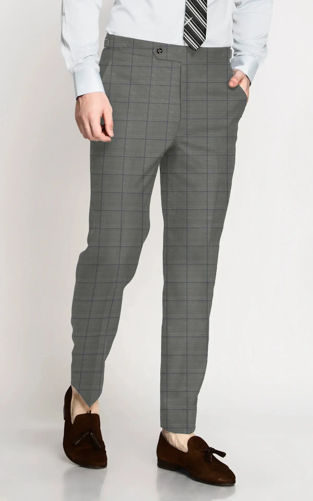 Grey Purple Checks Pants