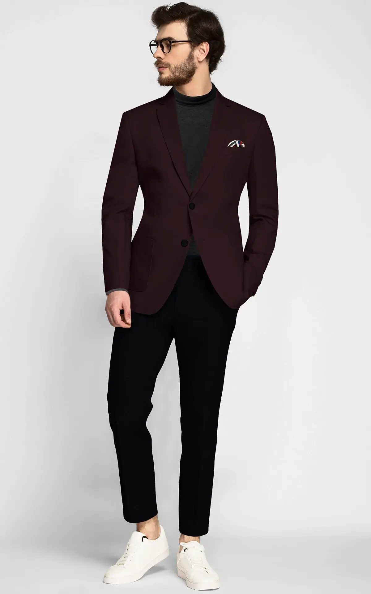 Havana Burgundy Cotton Blazer