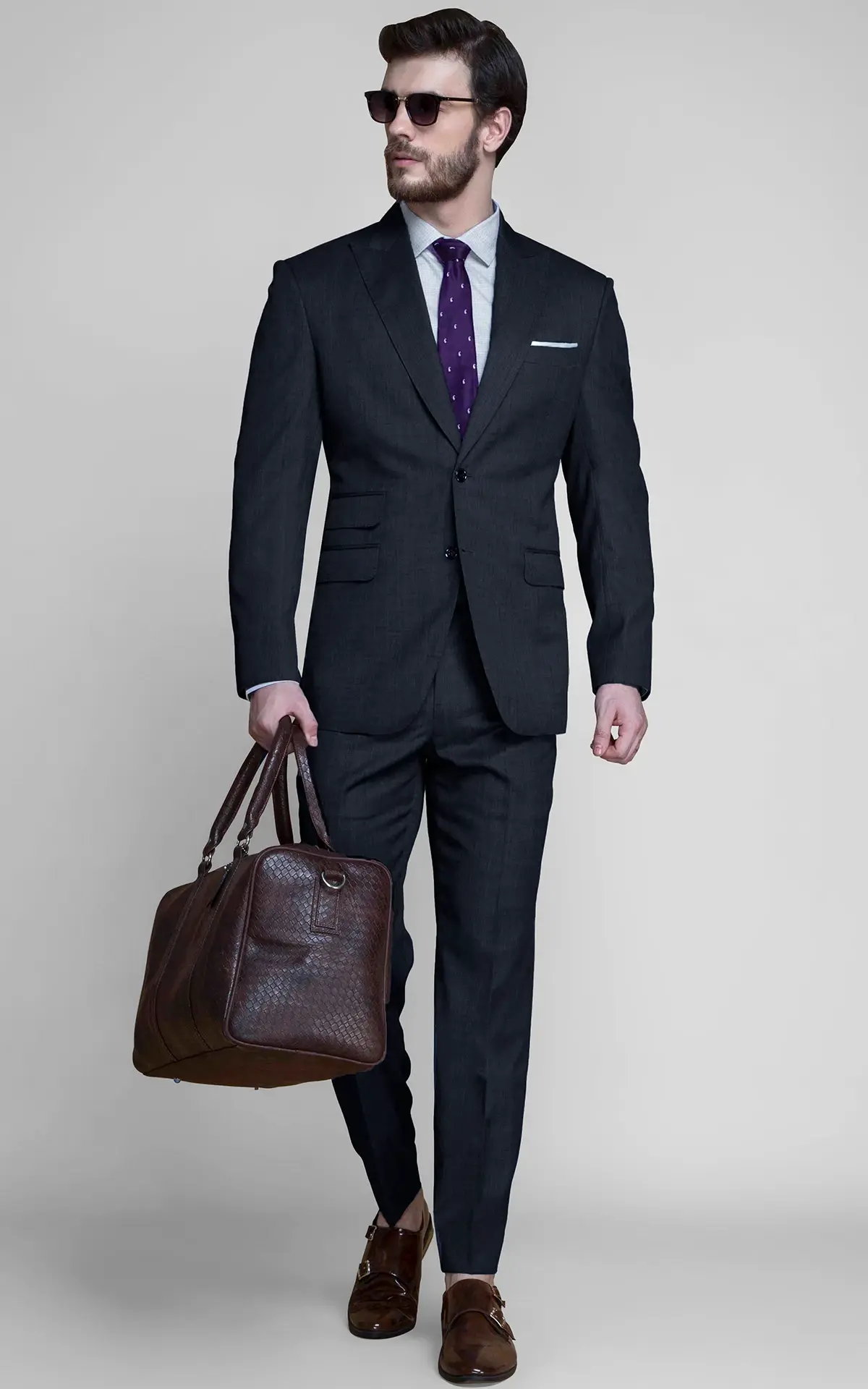 Hudson Charcoal Nailhead Suit