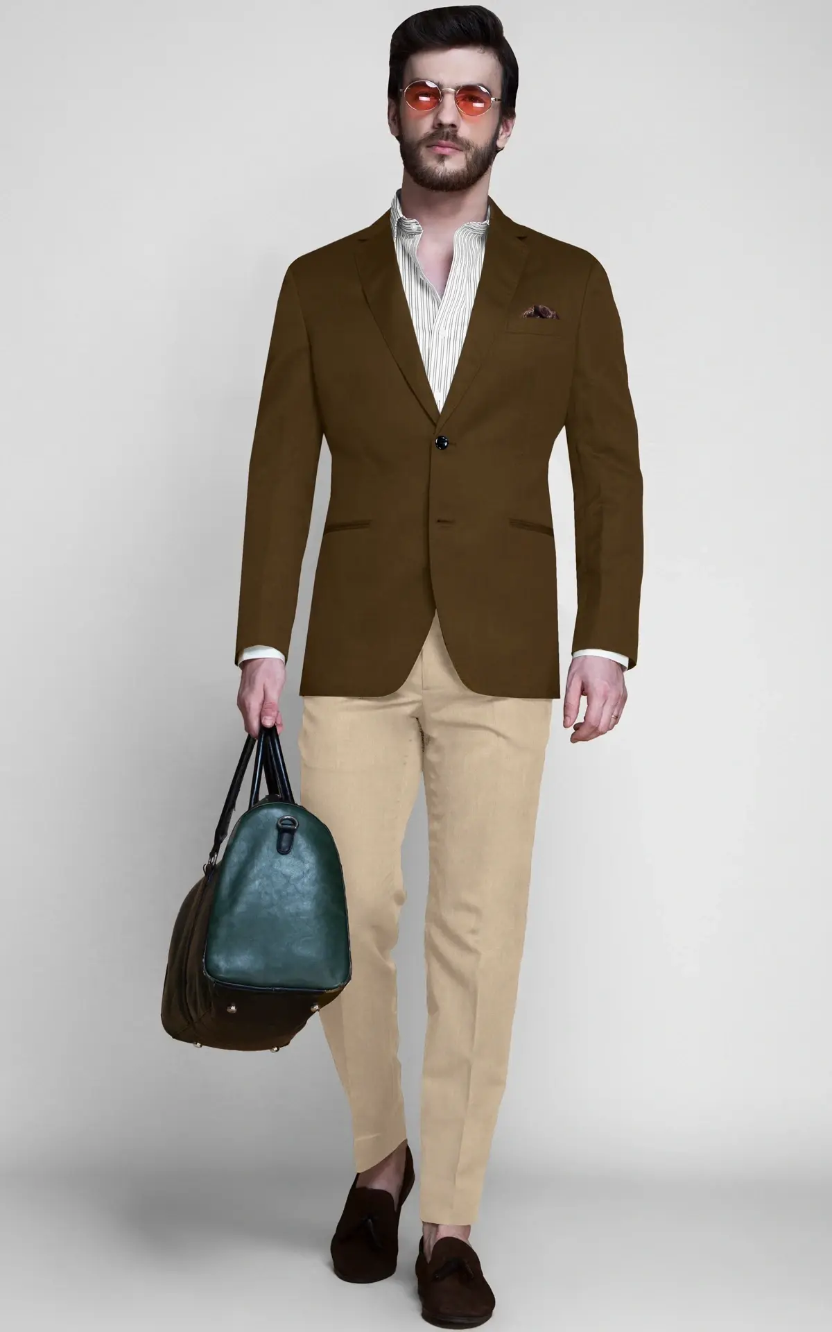 Khaki Brown Linen Blazer