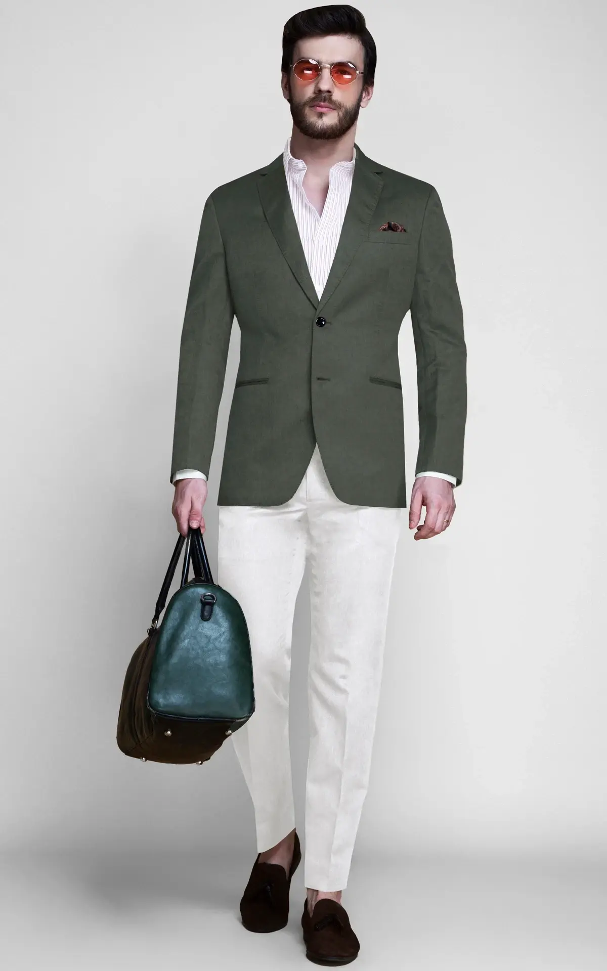 Khaki Green Linen Blazer