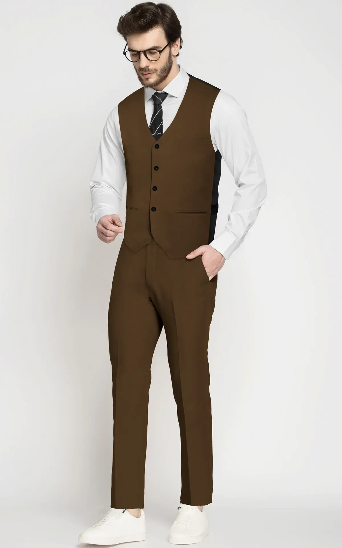 Lazio Brown Cotton Vest