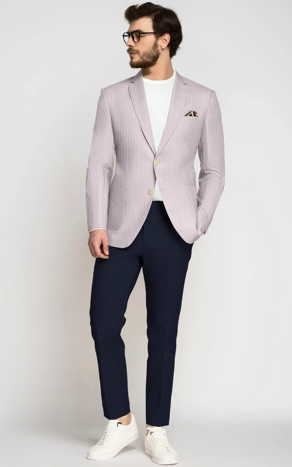 Light Pink Seersucker Cotton Blazer