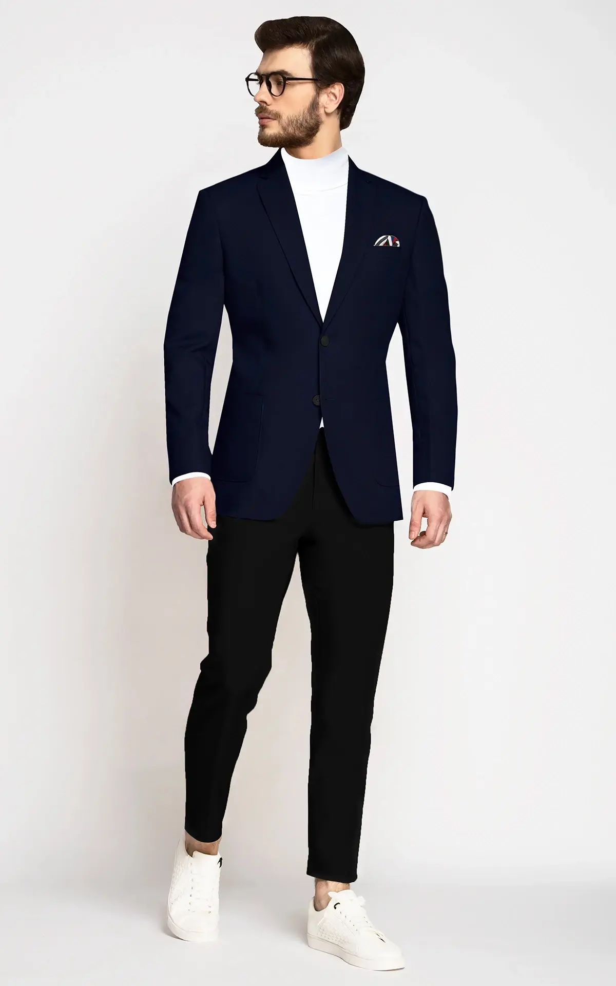 Marine Blue Cotton Blazer