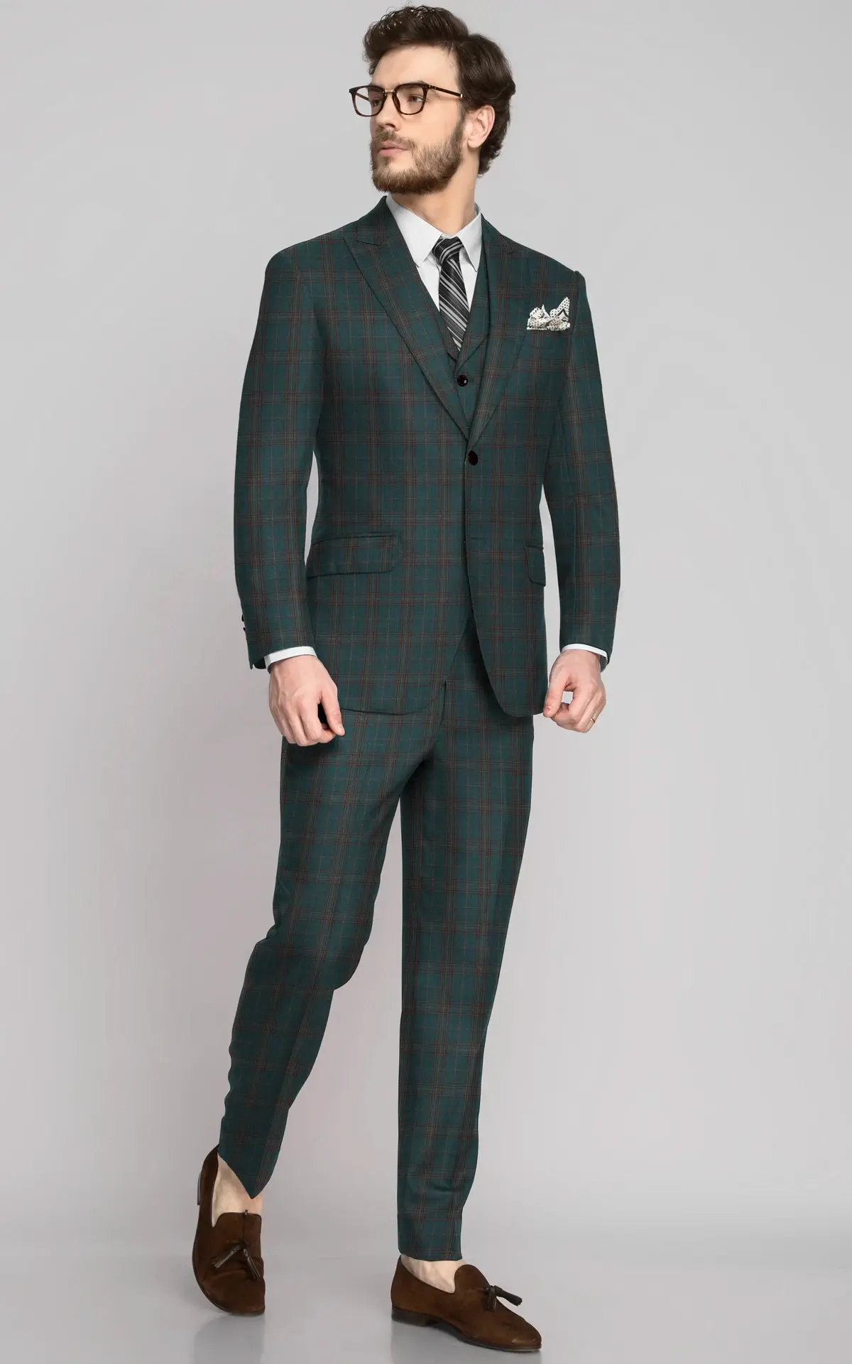 Michigan Green Checks Wool Suit