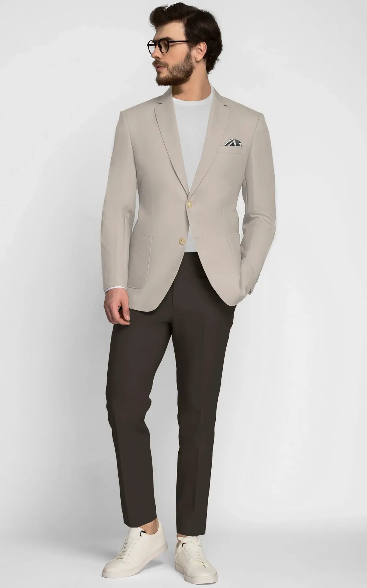 Muted Beige Cotton Blazer