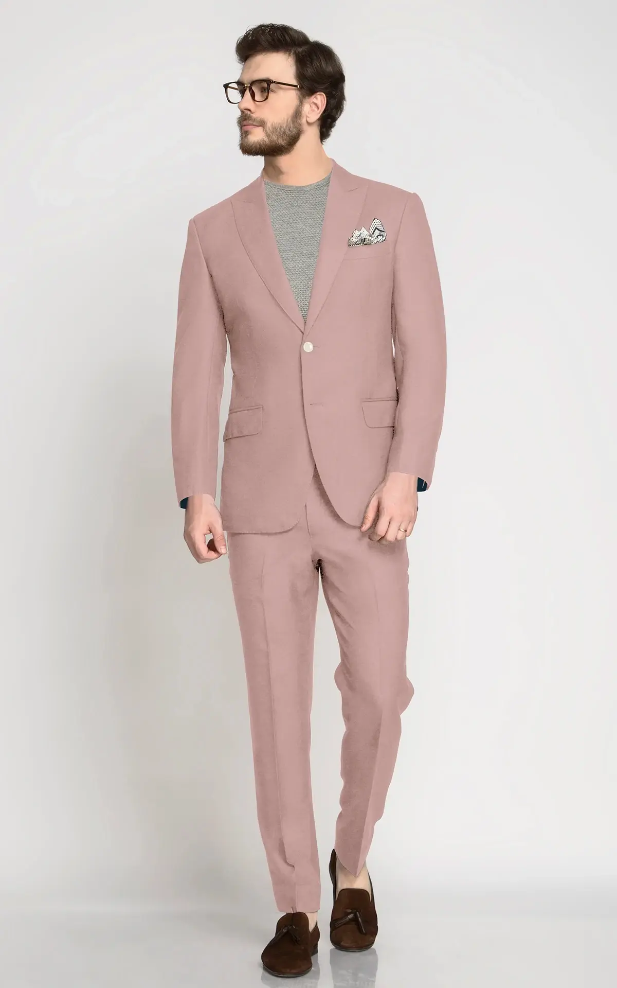 Pastel Rose Pink Wool Suit