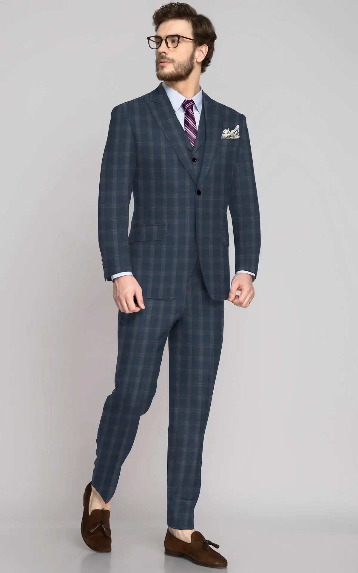 Sage Blue Checks Vegan Suit