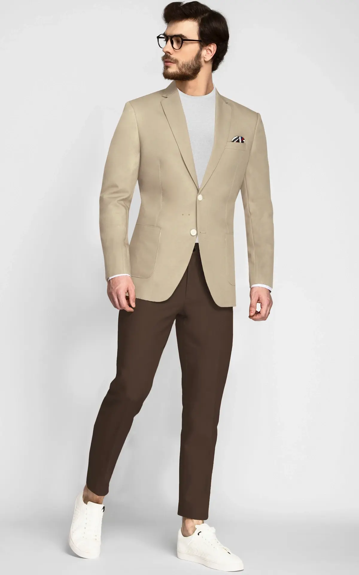 Sand Brown Khaki Cotton Blazer