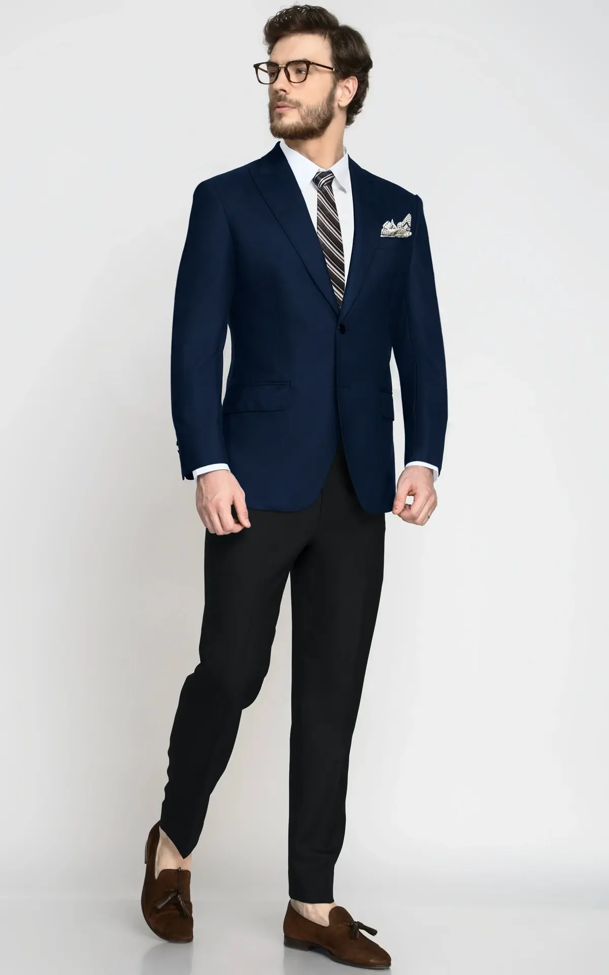 Sartorial Navy Herringbone Blazer