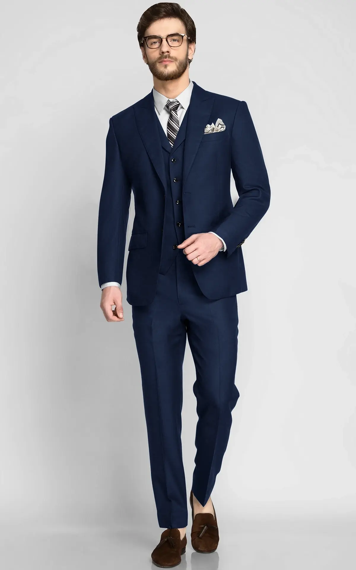 Sartorial Navy Herringbone Suit