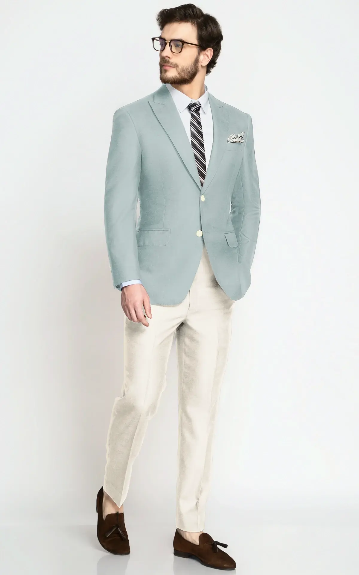 Sky Blue Stretch Wool Blazer