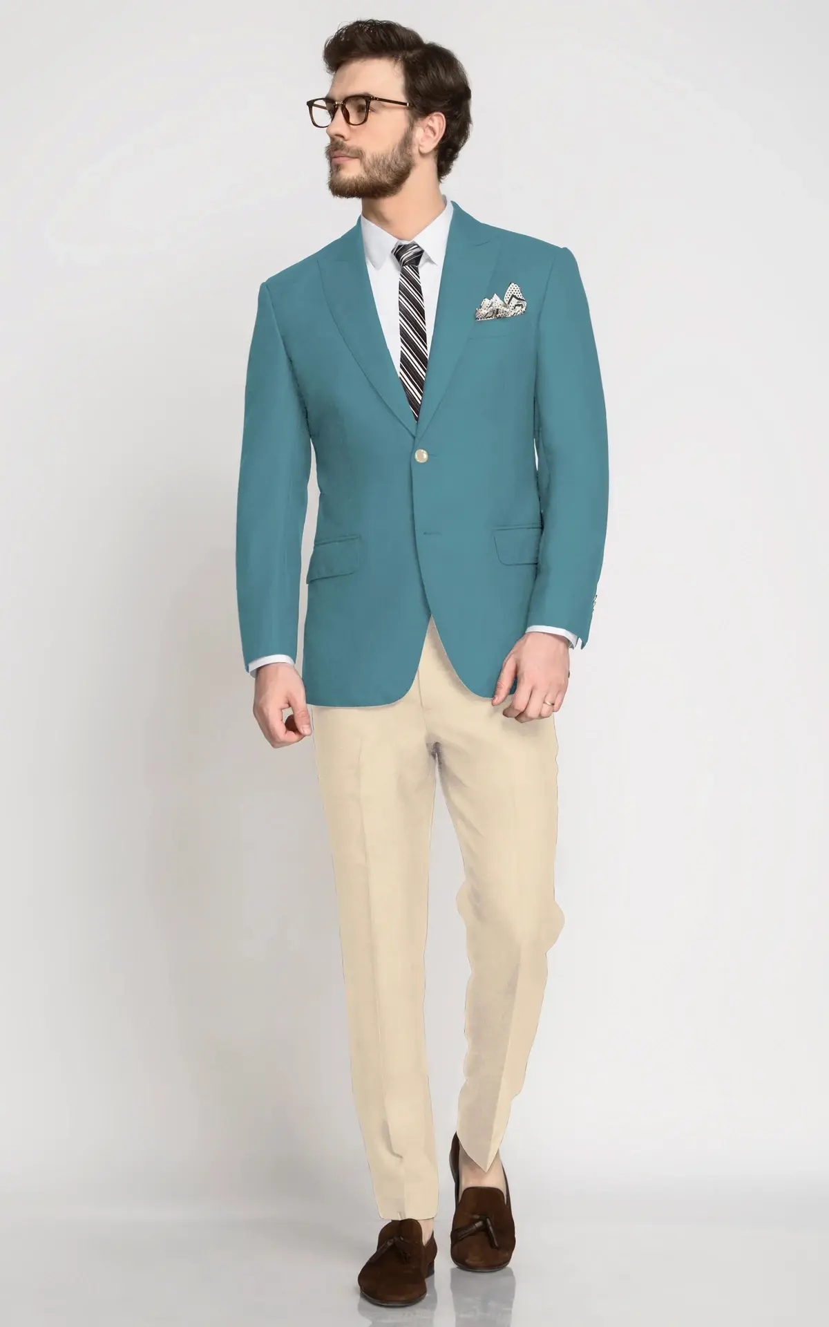 Teal Blue Wool Blazer