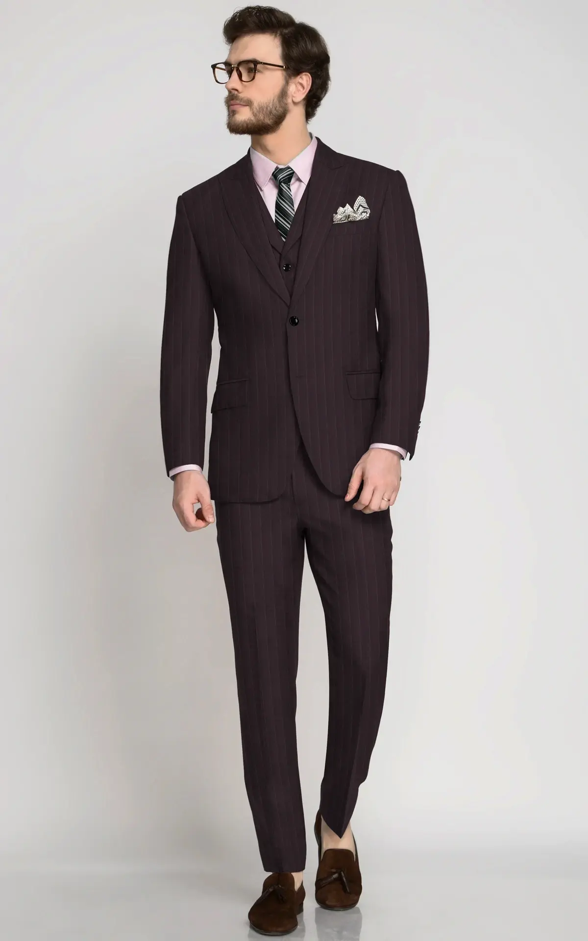 Wine Stripes Vegan Suit